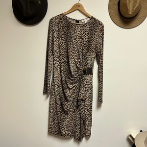 Michael by Michael KORS Faux Wrap Leopard Print Dress